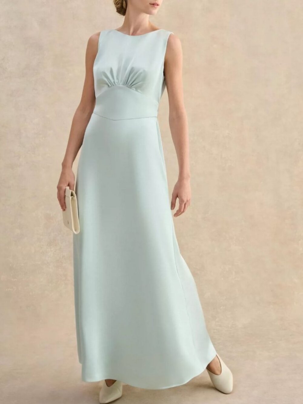 Hobbs London Jemma Satin Midi Dress US 8/10/12 Sage Green Wedding Event